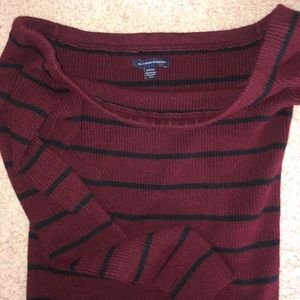 American Eagle striped off the shoulder sweater